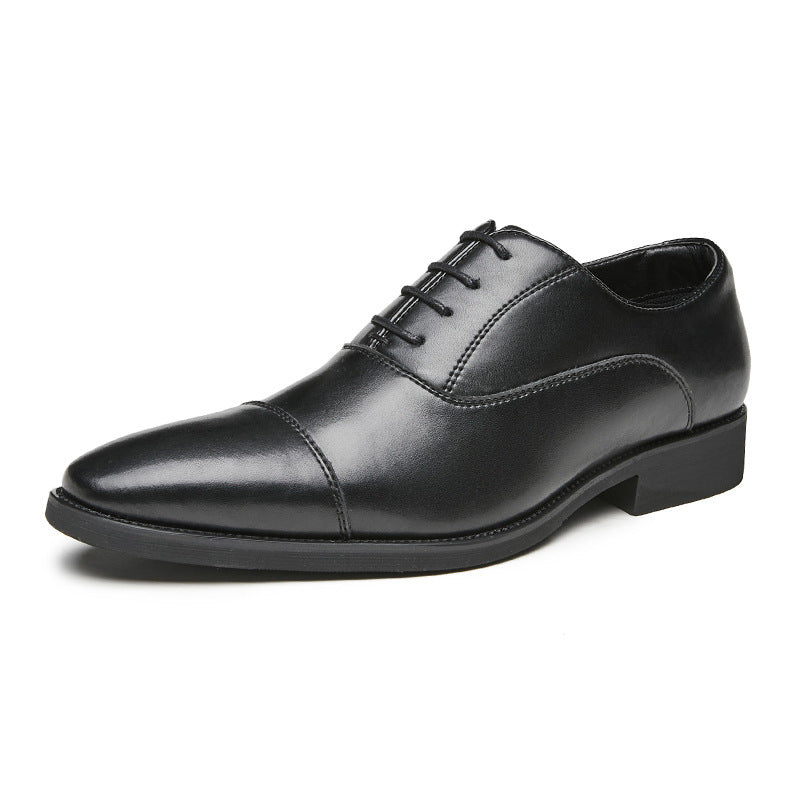 New lace-up pointed soft soled three-joint leather height-increasing Business men's Oxford Dress Shoes