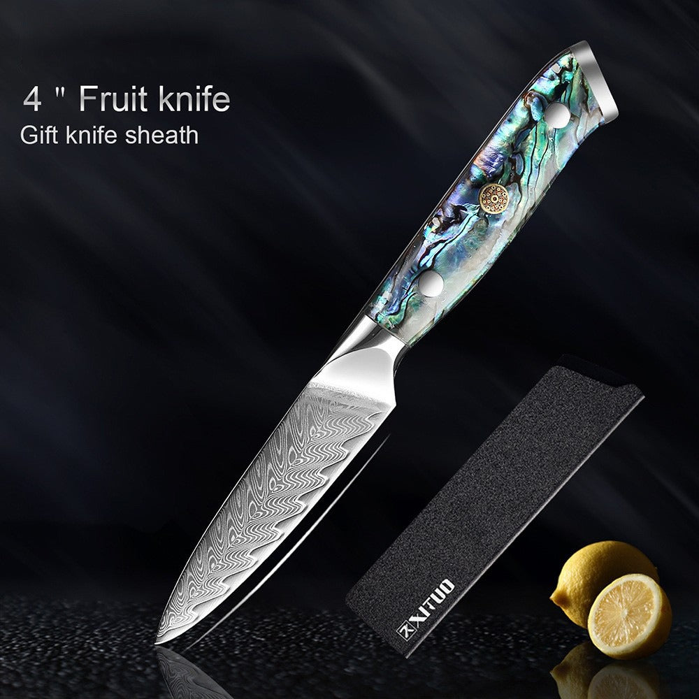 XITUO Damascus Steel Chef Knife Set Fine1-5 PCS Kitchen Knives Abalone shell handle Santoku knife
