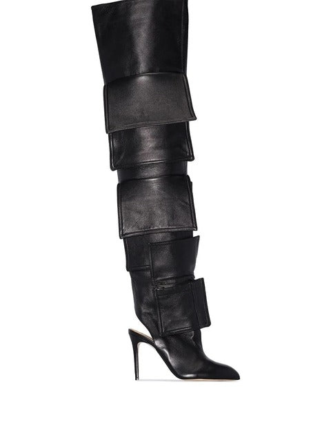 Women Over Knee Boots New Pointed Toe Slingback Shoes Fashion Stiletto High Heels Knight Boots