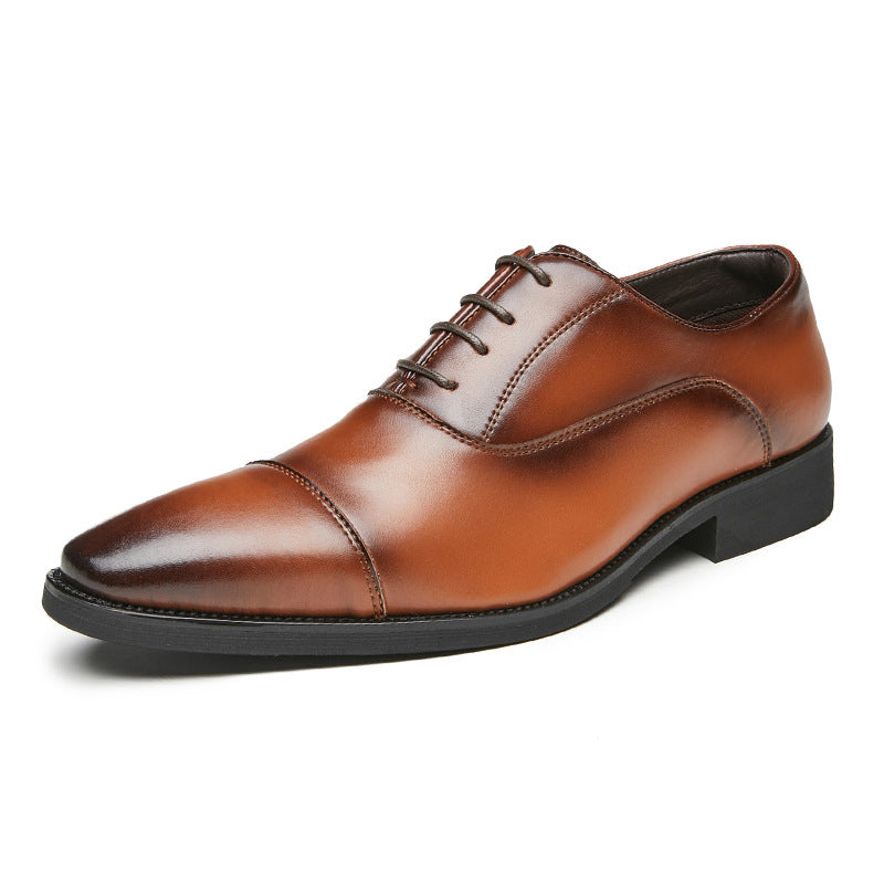 New lace-up pointed soft soled three-joint leather height-increasing Business men's Oxford Dress Shoes