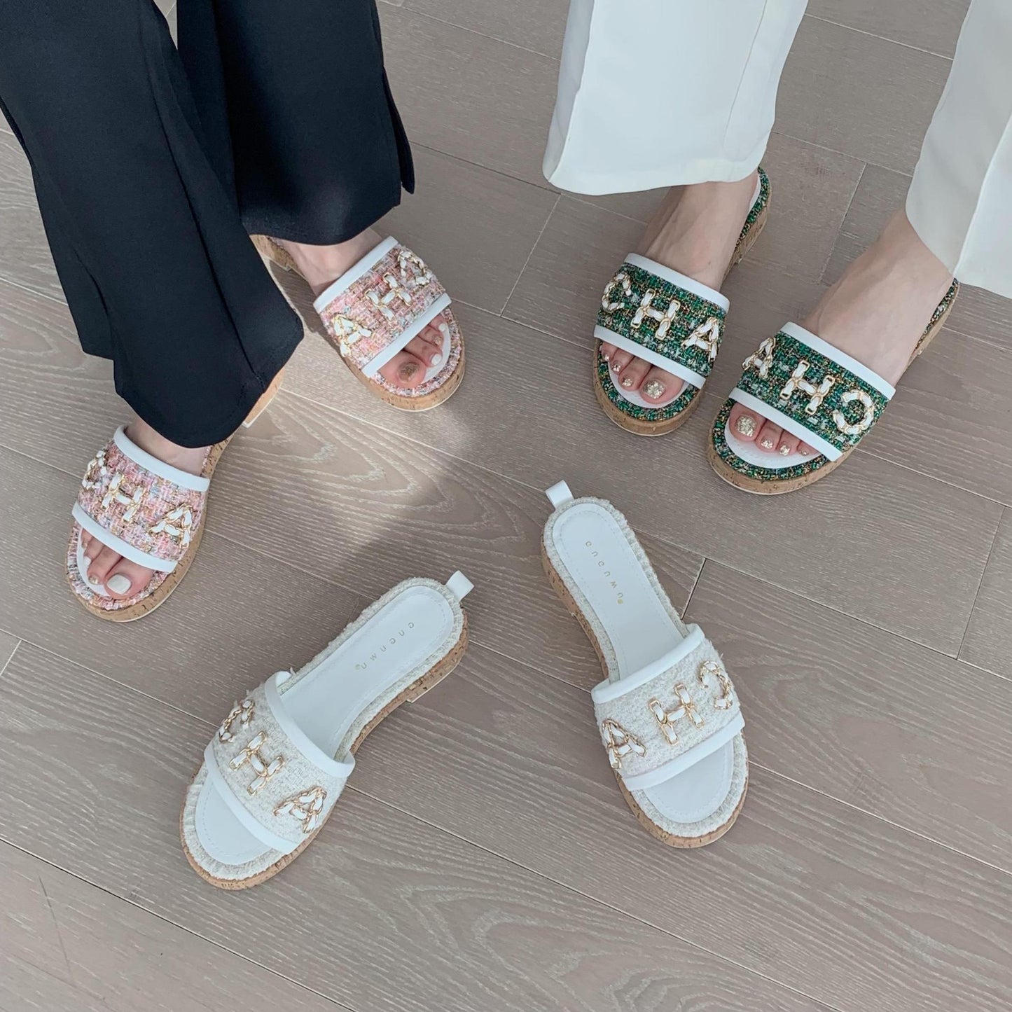 Summer New Fashion Outer Wear Wedge Heel Thick Bottom Sponge Cake Slippers Korean Style One Word With All-Match Sandals Women
