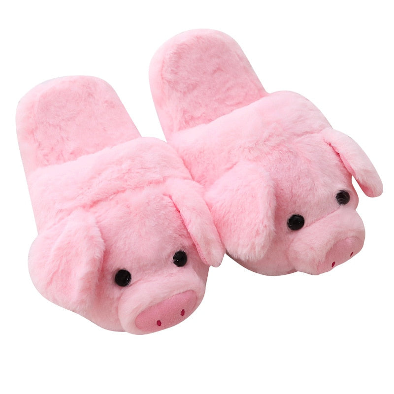 Winter Women Warm Indoor Slippers Ladies Fashion Cute Pink Pig Shoes Women's Soft Short Furry Plush Home Floor Slipper SH467 - TRIPLE AAA Fashion Collection