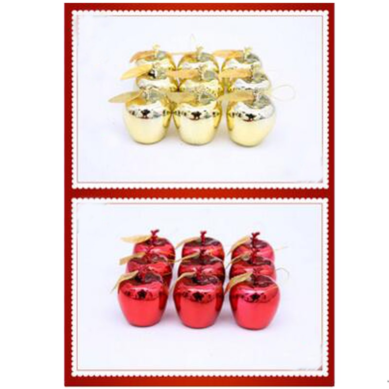 9Pcs Apples Christmas Tree Hanging Ornament Home New Year Party Events Fruit Pendant Red Golden Christmas Decoration For Home C - TRIPLE AAA Fashion Collection