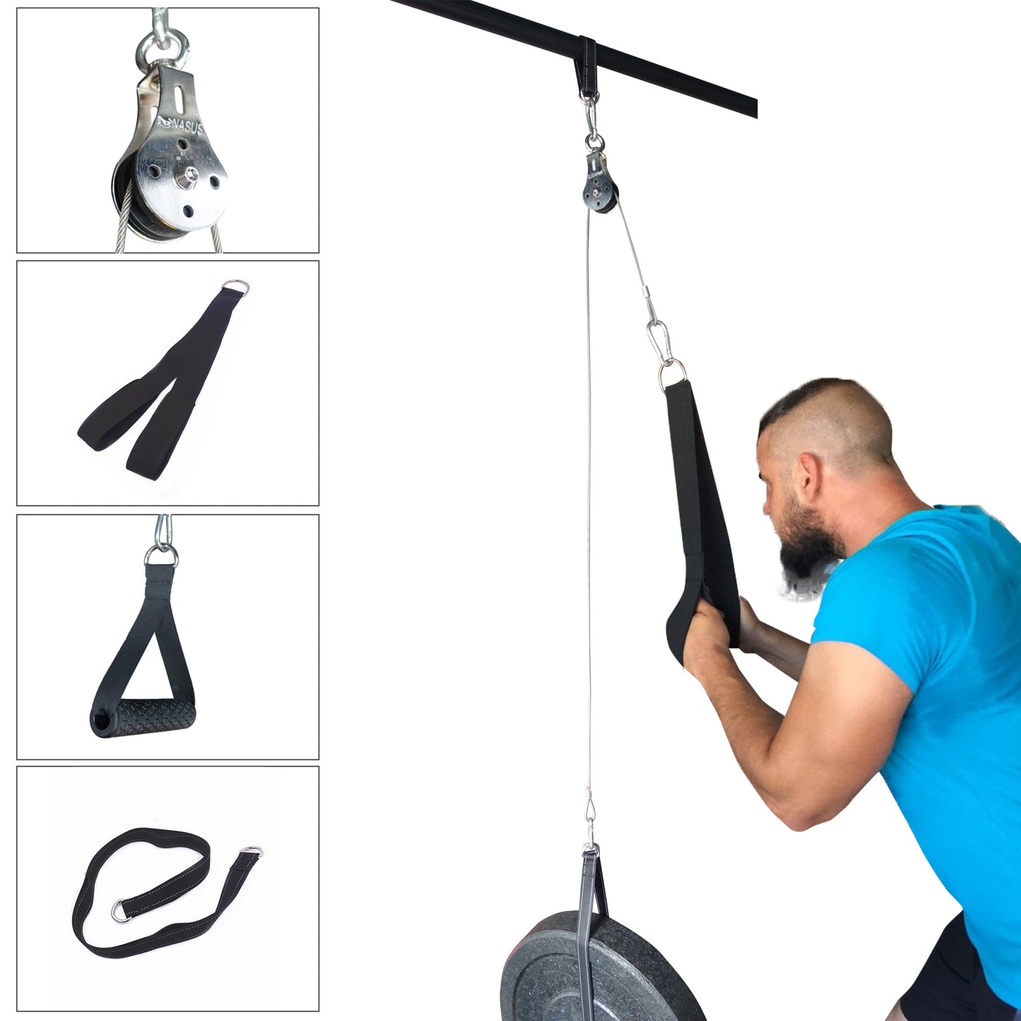Fitness DIY Pulley Cable Machine Attachment System Arm Biceps Triceps Blaster Hand Strength Trainning Home Gym Workout Equipment - TRIPLE AAA Fashion Collection