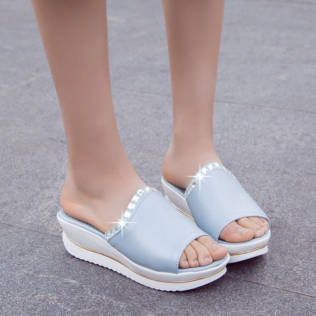 Shoes Platform Bath Slippers Wedge Beach Flip Flops High Heel Slippers - TRIPLE AAA Fashion Collection