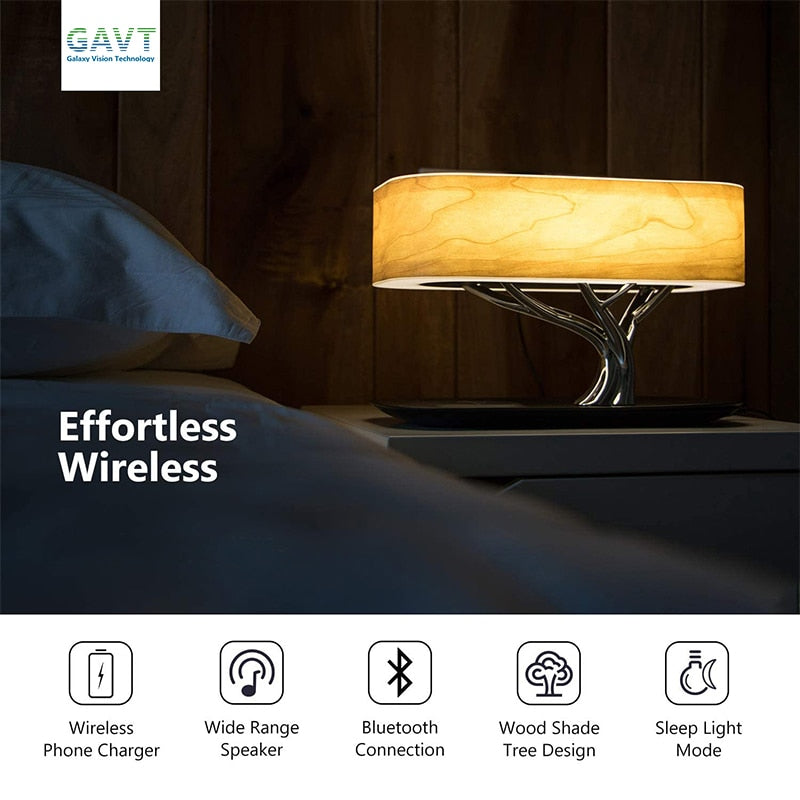 Modern led table lamp for bedroom dimmable bluetooth Speaker phone Charger wireless desk lamp bedside lamp table light tree lamp - TRIPLE AAA Fashion Collection