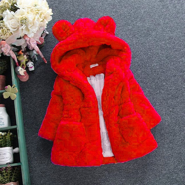 Winter Baby Girls Clothes Faux Fur Fleece Coat Pageant Warm Jacket Xmas Snowsuit 1-8Y Baby Hooded Jacket Outerwear - TRIPLE AAA Fashion Collection