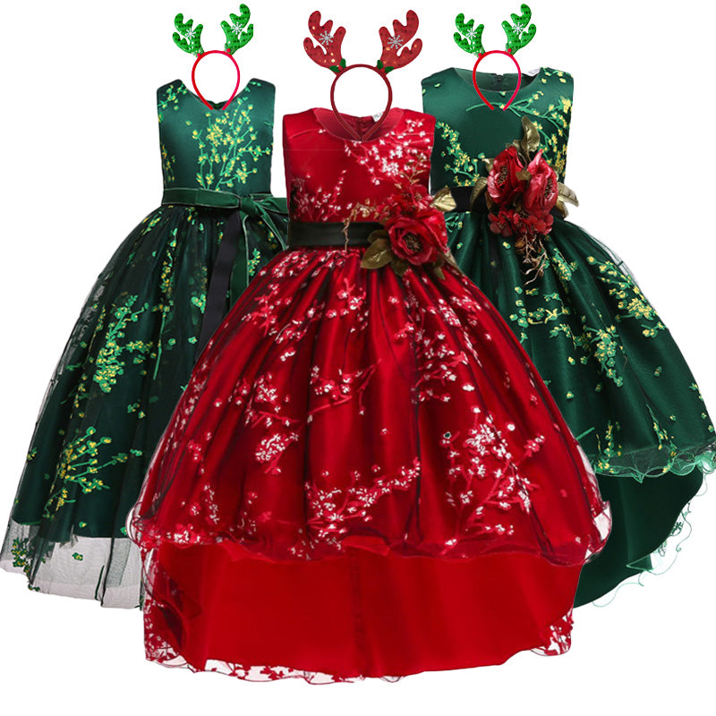 Christmas Dress For Girls Costume Children Evening Party Dress Kids Dresses For Girls Princess Dress Flower Girls Wedding Dress - TRIPLE AAA Fashion Collection