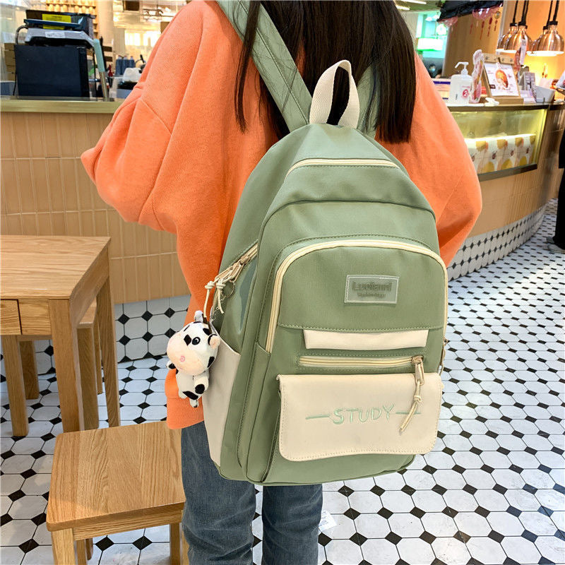 Backpack Girls All-Match Schoolbag Large-Capacity Backpack Elementary School Junior High School Students University Korean Version