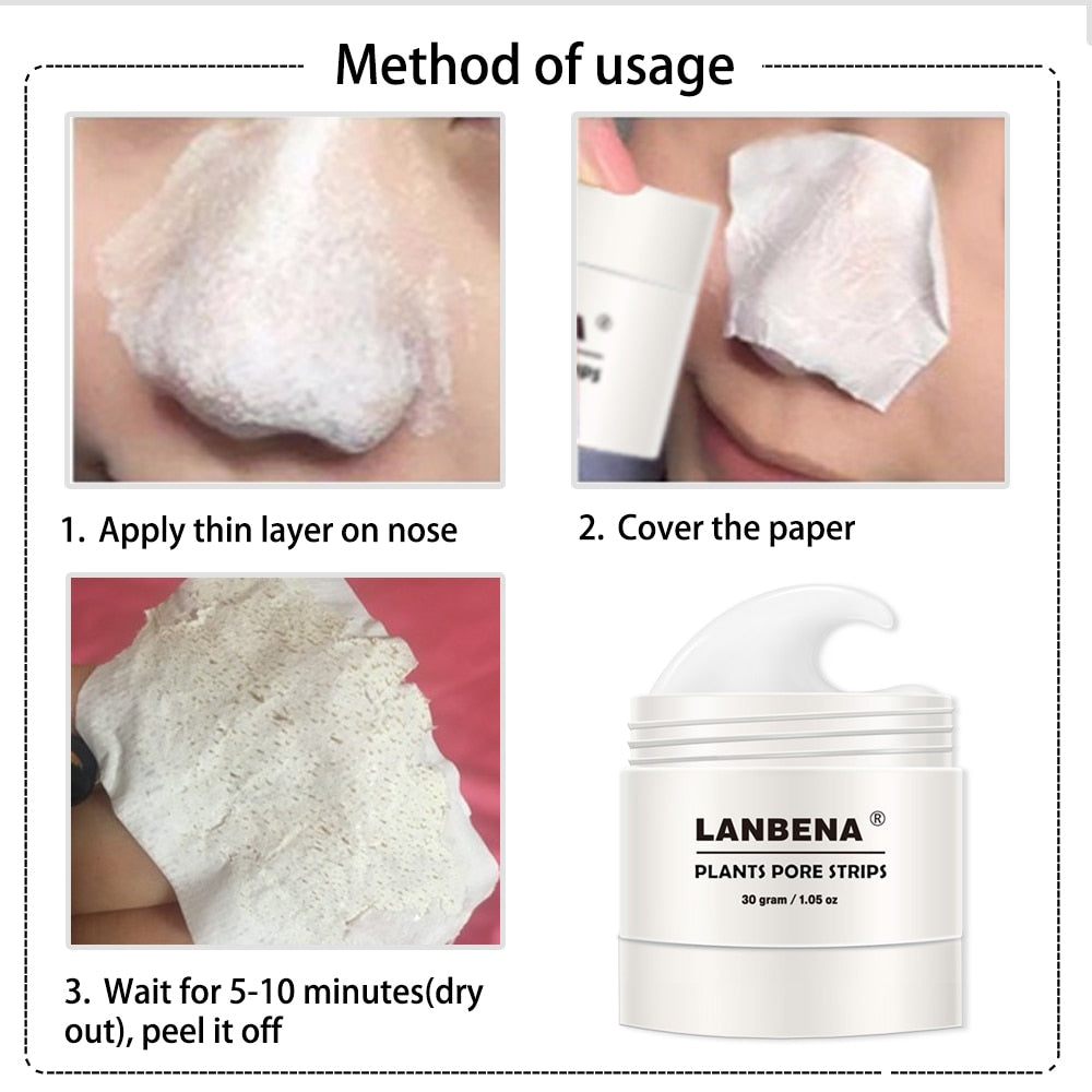 LANBENA Blackhead Remover Nose Mask Pore Strip Black Mask Peeling Acne Treatment Black Deep Cleansing Skin Care - TRIPLE AAA Fashion Collection