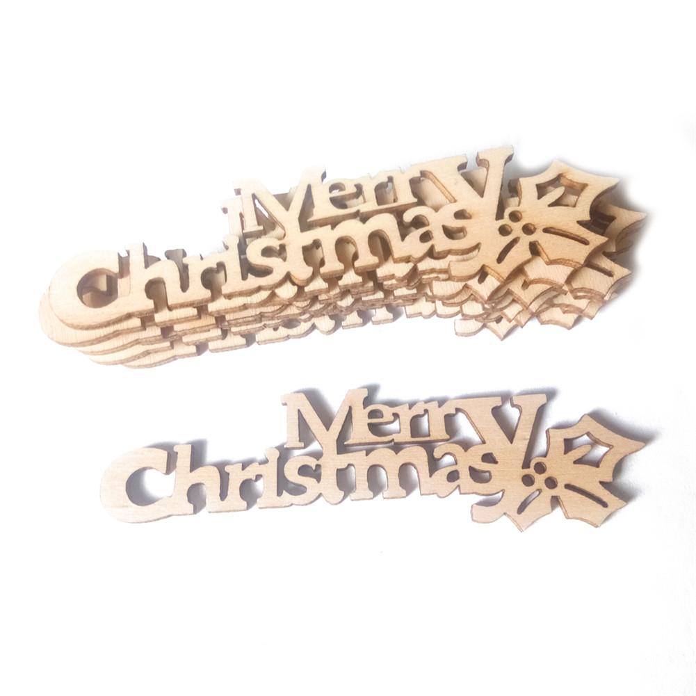 10Pcs Wood DIY Christmas Pattern Craft Accessories Natural Wooden Letters Merry Christmas Handmade Sewing Home Decoration - TRIPLE AAA Fashion Collection