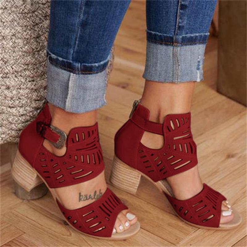 Women Wedge Sandals Mid Heel Summer Slip-on Buckle Ladies Shoes - TRIPLE AAA Fashion Collection