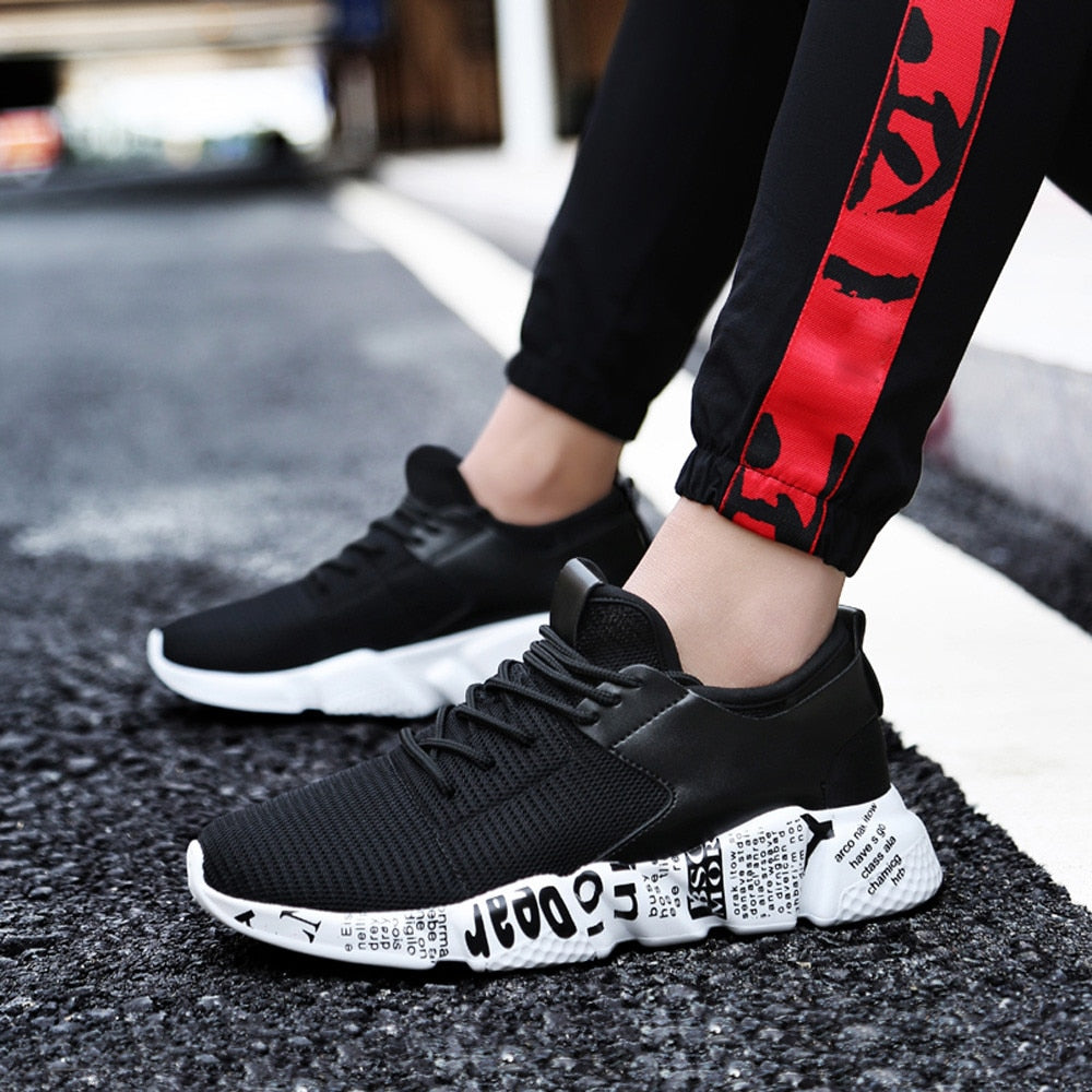 Mesh Breathable Casual Shoes Male Laces Sneakers Unisex Couple Running Shoes Solid Color Ccushioning - TRIPLE AAA Fashion Collection