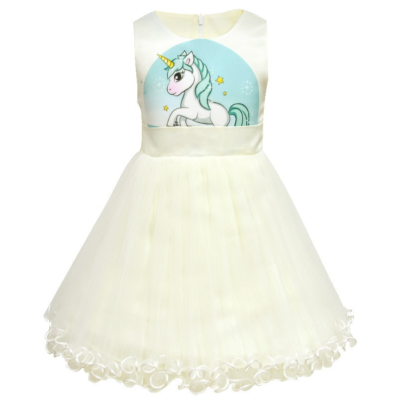Summer Flower Girl Dresses Cartoon Unicornis Party Unicorno Dress Baby Girl Clothes Little Mermaid Princess Dress 8Yrs - TRIPLE AAA Fashion Collection