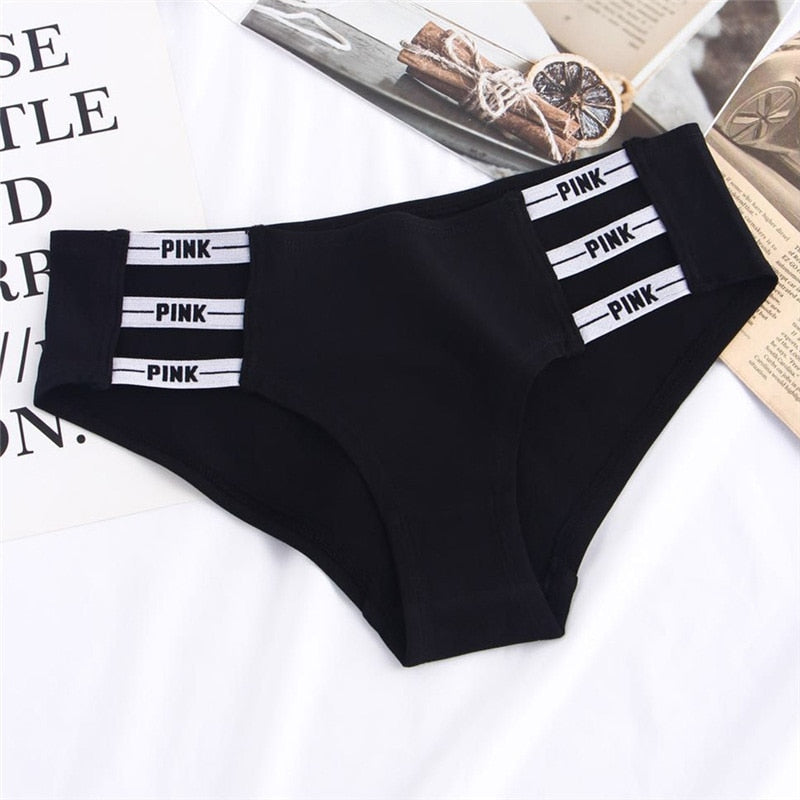 QIWN Sexy Women Pink Letter Panties Underwear Seamless Briefs Hollow Out Women Sport Lingerie Low Waist Women Yoga Panties Tanga - TRIPLE AAA Fashion Collection