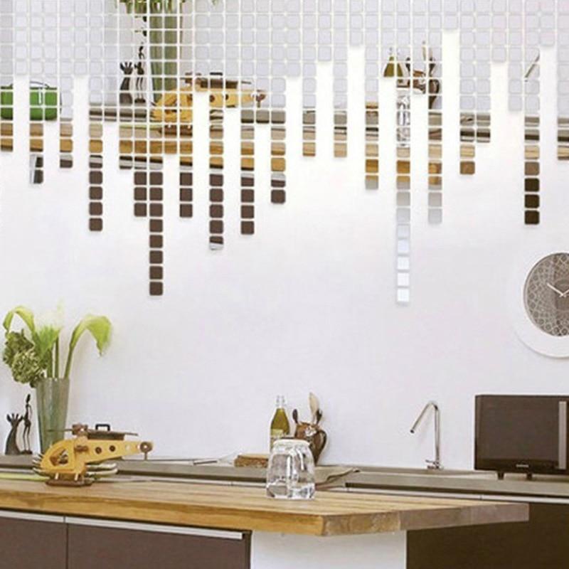 100 Pcs/set 2*2CM Acrylic Mirrored Decorative Sticker Wall Art DIY Decoration Mirror Wall Stickers For Kids Rooms Home Decor - TRIPLE AAA Fashion Collection