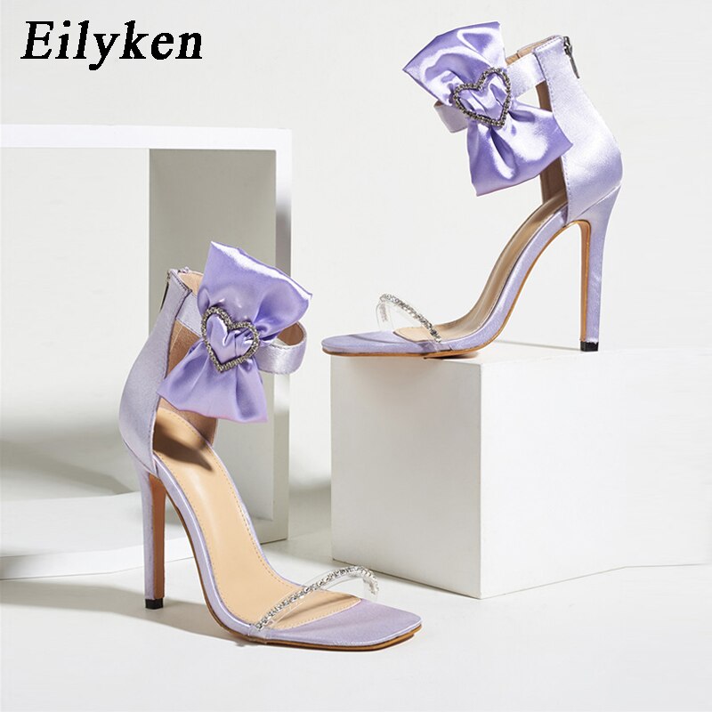 Summer New Design Buckle Crystal Sandals PVC Rhinestone Women Fashion Ankle Zipper Thin High Heels Shoes - TRIPLE AAA Fashion Collection