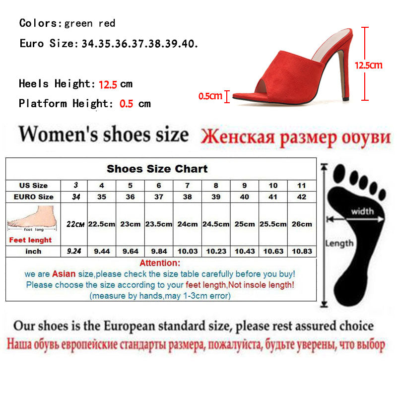 Pointed Stiletto High Heel 12.5CM Slippers Sandals Rubber Sole Woman Shoes - TRIPLE AAA Fashion Collection