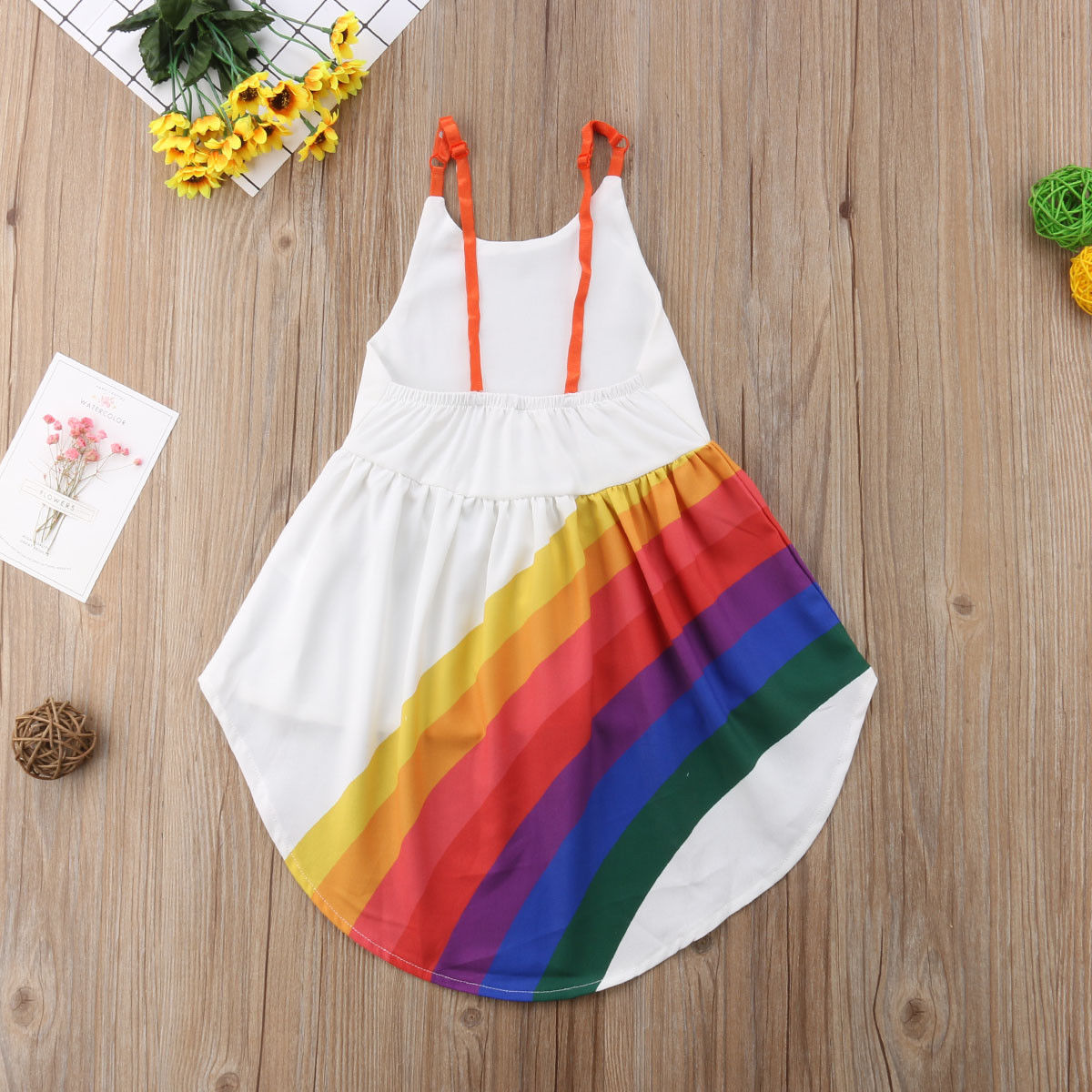 Princess Dress Kid Baby Girls Party Pageant Cute Sleeveless Backless Strap Rainbow Beach Tutu Dresses - TRIPLE AAA Fashion Collection