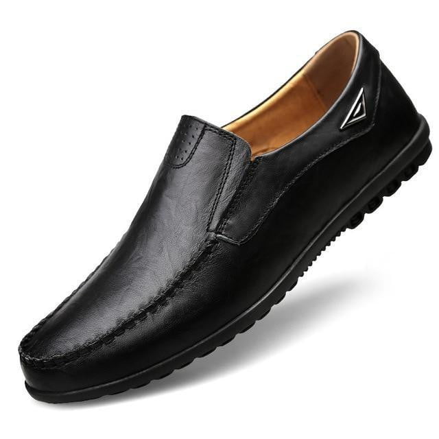 Genuine Leather Mens Moccasin Shoes Black Men Flats Breathable Casual Italian Loafers Comfortable Plus Size - TRIPLE AAA Fashion Collection