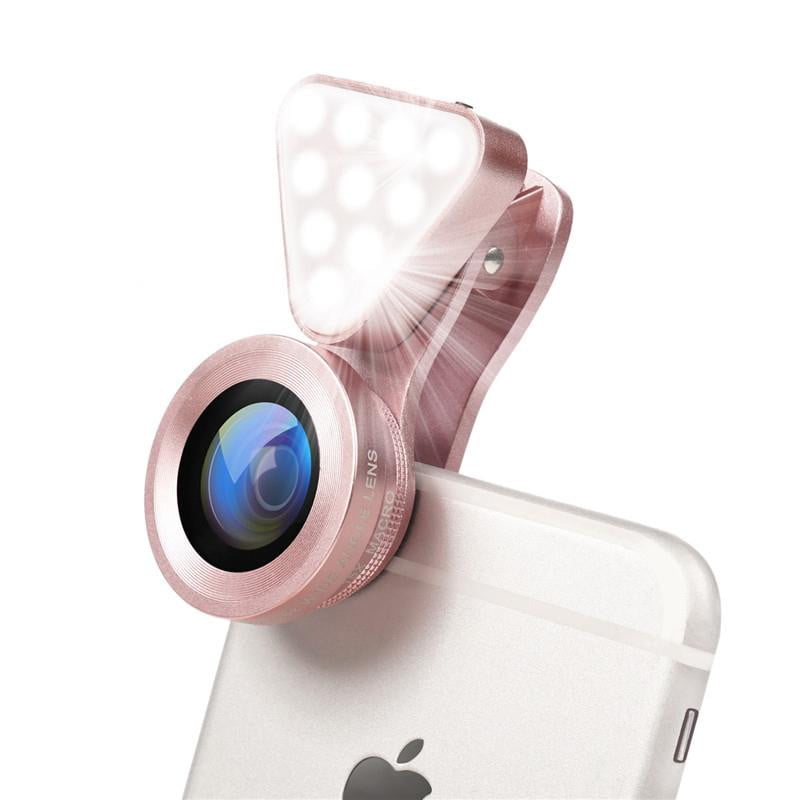 3 in 1 Phone Lens, LED Flish Light Lens For iphone SE X 8 7 6 6S Fish Eye Lens 0.4-0.6X Wide Angle+10X Macro Clip-on Lens - TRIPLE AAA Fashion Collection
