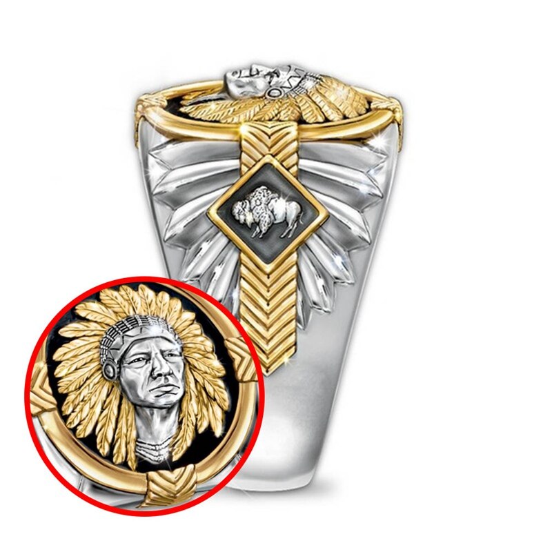 Indian Totem Ring SPIRIT OF THE WARRIOR Inscribed To Viking Warrior Gold Silver Rings Jewelry Man Gift - TRIPLE AAA Fashion Collection