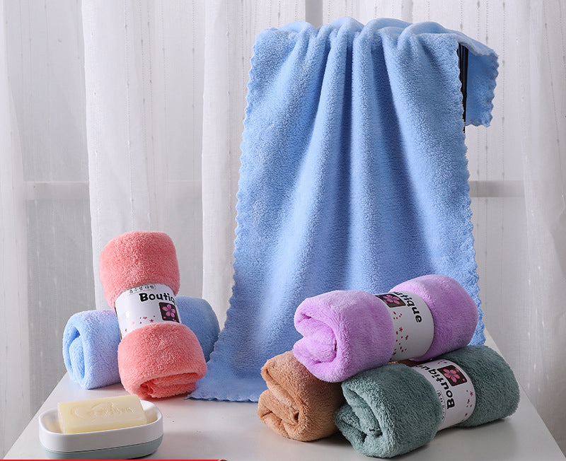 Coral Velvet Solid Color Towel Bath Towel Set Soft Absorbent Face Towel