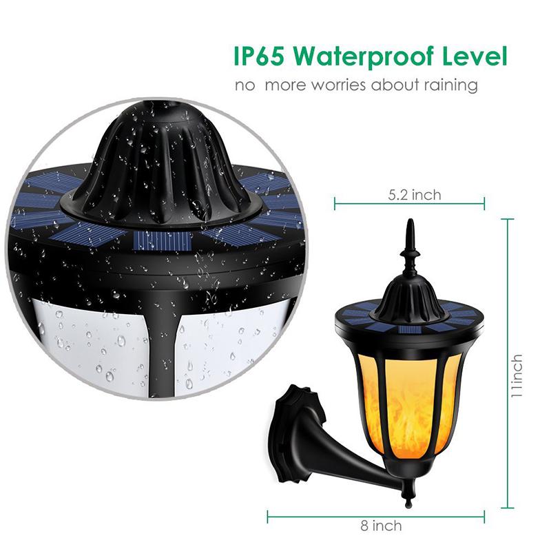 Solar Lamp 96 LEDs Waterproof IP65 Outdoor Flickering Flames Torch Wall Light Decor Warm White - TRIPLE AAA Fashion Collection