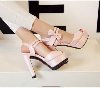 High-heeled Fish Mouth Shoes Bow Sexy Rough With Waterproof Platform Roman Women's Shoes - TRIPLE AAA Fashion Collection