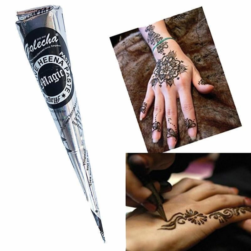 Golecha 12pcs 25g Natural Black Mehndi Henna Cones Indian Henna Tattoo Paste For Temporary Tattoos - TRIPLE AAA Fashion Collection