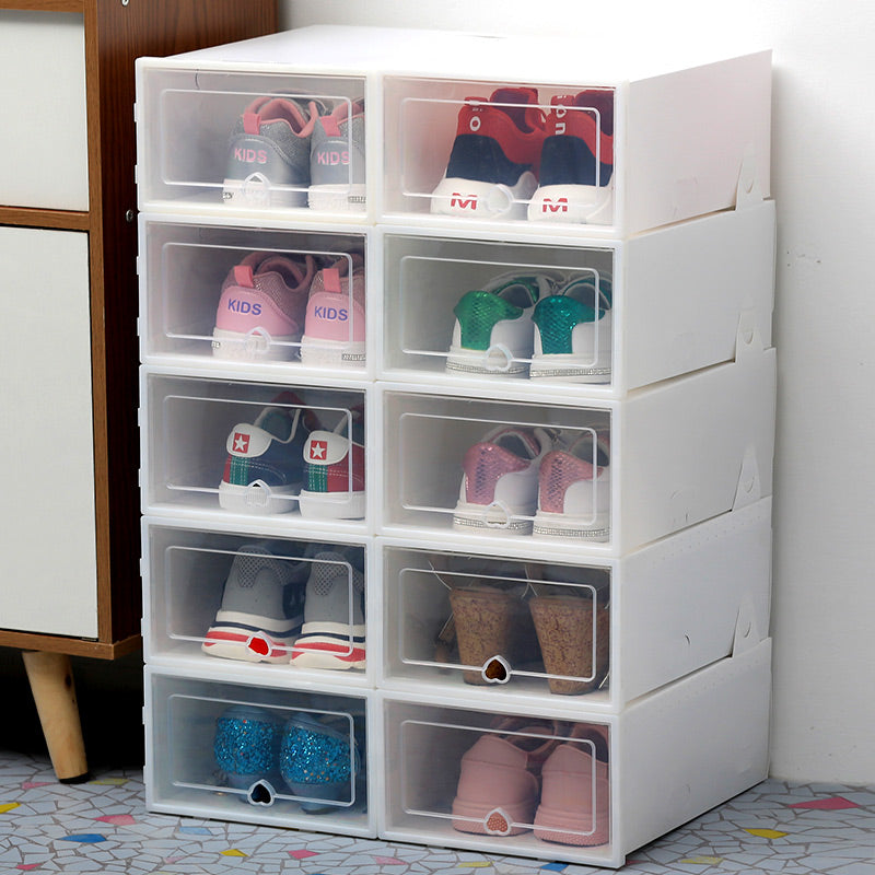 6pc Transparent shoe box storage shoe boxes thickened dustproof shoes organizer box can be superimposed combination shoe cabinet - TRIPLE AAA Fashion Collection