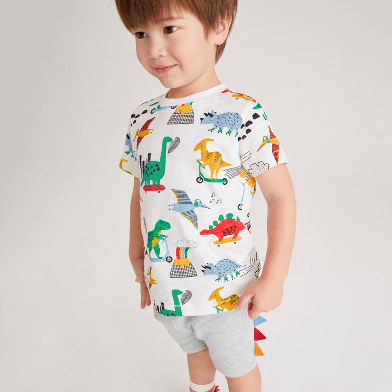 Children's Suit Summer New Short-Sleeved Children's Suit Cotton Boy Suit