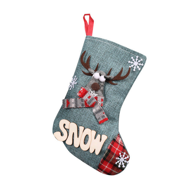 Christmas Stockings Santa Candy BagClaus Sock Gift Kids Candy Bag Xmas Noel Decoration for Home Christmas Tree Ornaments HX08
