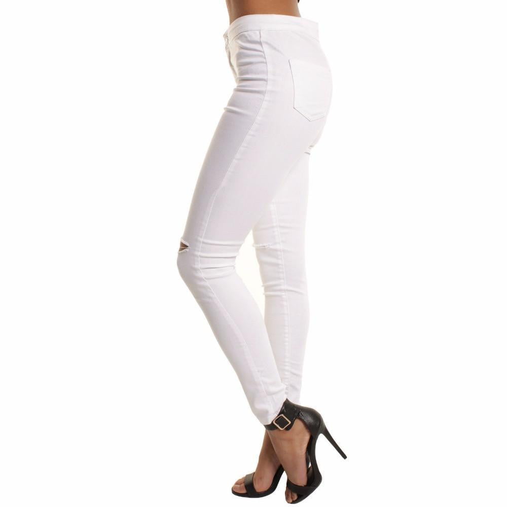 Autumn White Hole Skinny Ripped Jeans Women Jeggings Cool Denim High Waist Pants Capris Female Skinny Black Casual Jeans - TRIPLE AAA Fashion Collection