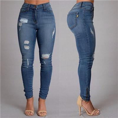 Button Ripped Zipper boyfriend Jeans - TRIPLE AAA Fashion Collection