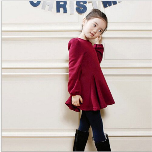 Winter Girls Dress Thicken Girls Warm Cotton A letter Dress Kids Cute Style Comfortable material big Peplum with Dress GA - TRIPLE AAA Fashion Collection