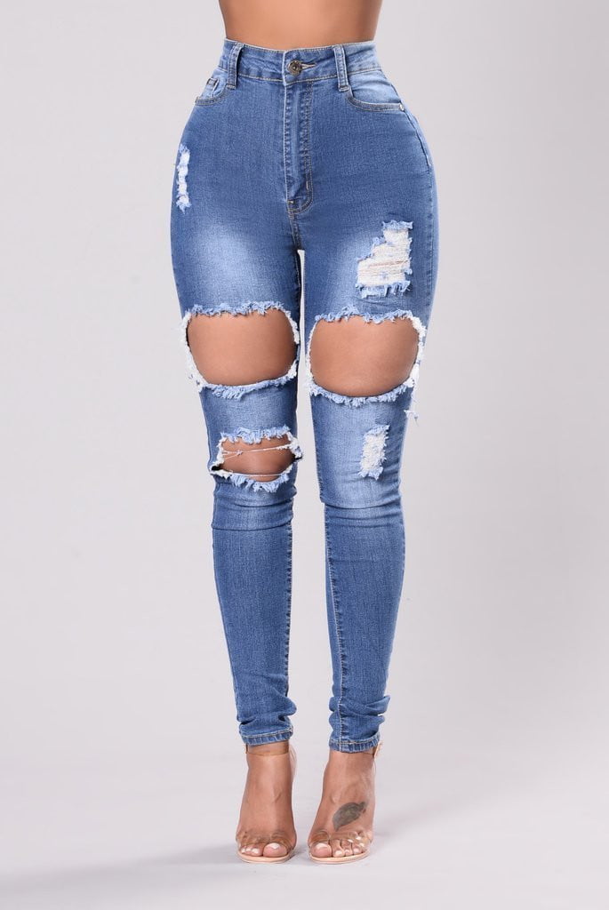 jeans woman high waist ripped skinny sexy denim pans Cotton stretch Narrow feet boyfriend jeans for women - TRIPLE AAA Fashion Collection