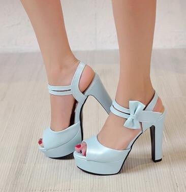 High-heeled Fish Mouth Shoes Bow Sexy Rough With Waterproof Platform Roman Women's Shoes - TRIPLE AAA Fashion Collection