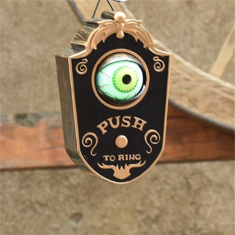 Novelty Doorbell Halloween Door Decorations Horror Props Creepy Eyes Doorbell Haunted House Escape Home Bar Scary Rotating Eyes - TRIPLE AAA Fashion Collection
