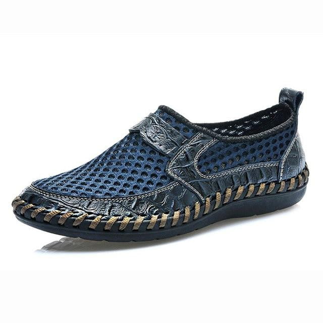 Breathable Mesh Shoes Italy Loafers Mens Casual Shoes Genuine Leather Slip On Brand Shoes Man - TRIPLE AAA Fashion Collection
