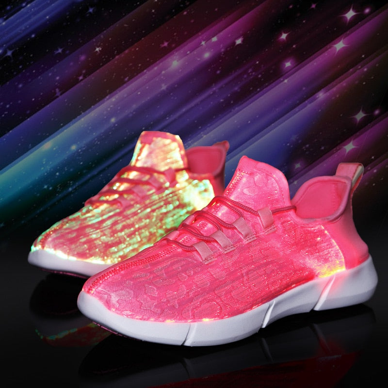 Summer Led Fiber Optic Shoes for Girls Boys Men Women USB Recharge Glowing Sneakers Man Light Up Shoes Sports Shoes - TRIPLE AAA Fashion Collection
