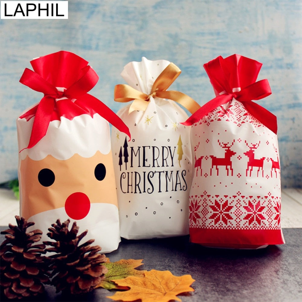 10pcs Merry Christmas Gift Bags Santa Claus Xmas Tree Packing Bags Happy New Year 2019 Christmas Candy Bags Navidad 2018 - TRIPLE AAA Fashion Collection