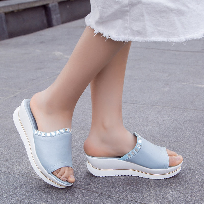 Shoes Platform Bath Slippers Wedge Beach Flip Flops High Heel Slippers - TRIPLE AAA Fashion Collection