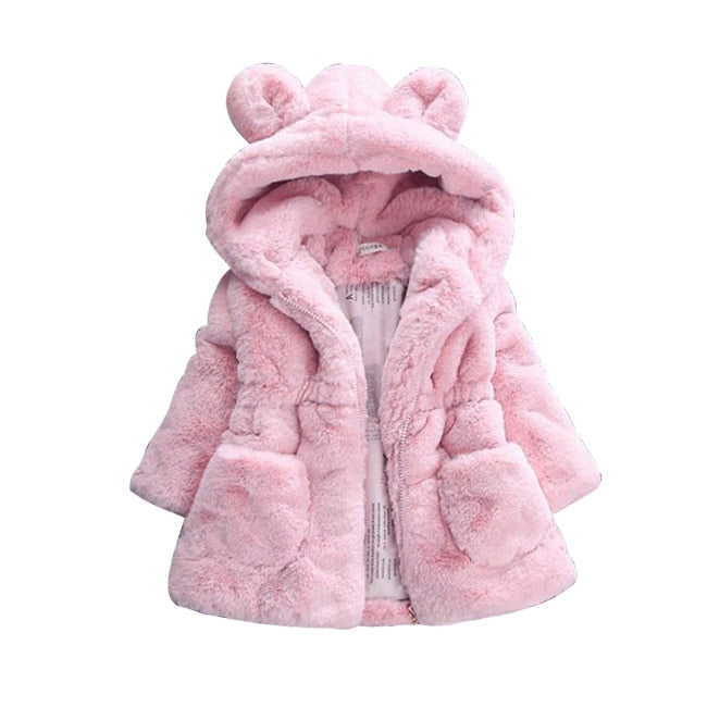 Winter Baby Girls Clothes Faux Fur Fleece Coat Pageant Warm Jacket Xmas Snowsuit 1-8Y Baby Hooded Jacket Outerwear - TRIPLE AAA Fashion Collection