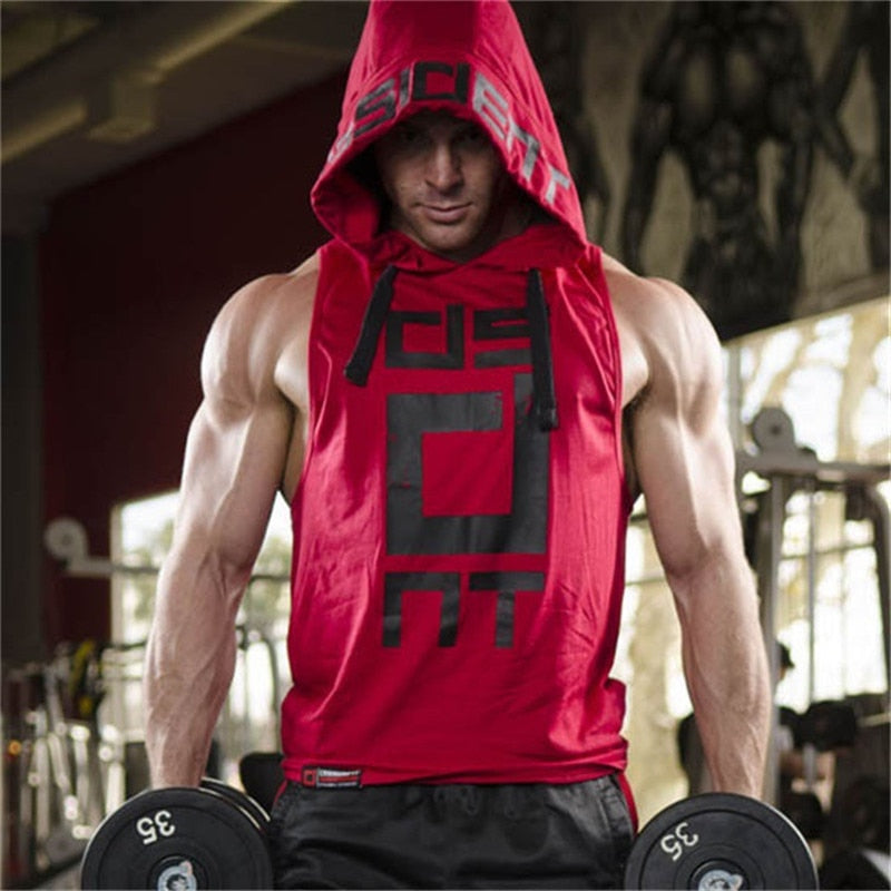 Cotton Tank Tops Hoodie Fitness Mens Bodybuilding Workout Tee fashion Muscle Male Activewear