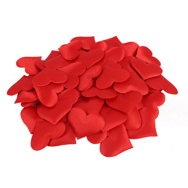 50Pcs 32mm Romantic Sponge Satin Fabric Heart Petals Wedding Confetti Table Bed Heart Petals Wedding Valentine Decoration