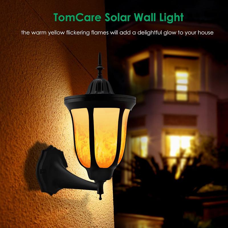 Solar Lamp 96 LEDs Waterproof IP65 Outdoor Flickering Flames Torch Wall Light Decor Warm White - TRIPLE AAA Fashion Collection