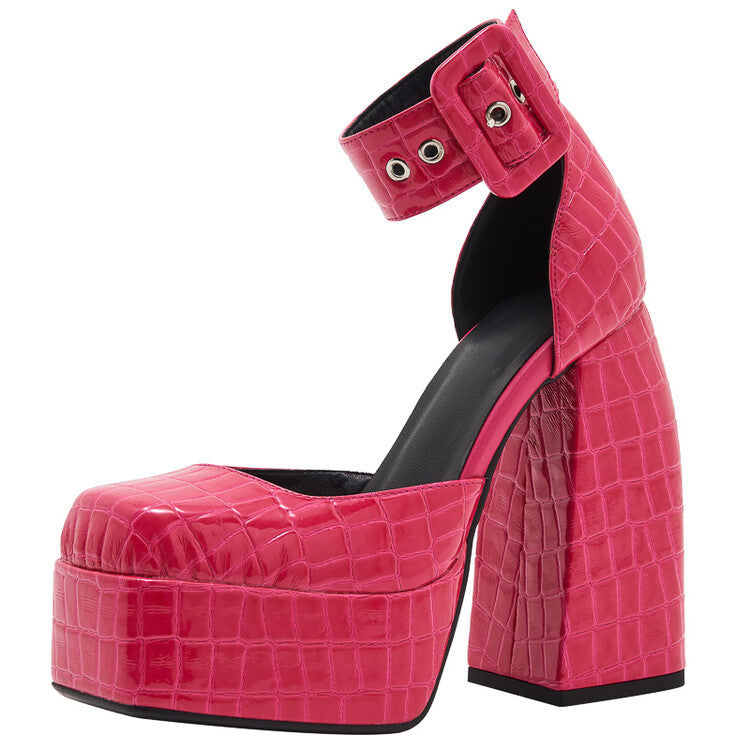 Fashion High Heel Hollow Sandals Platform Baotou Chunky Heel Large Size Single Shoes