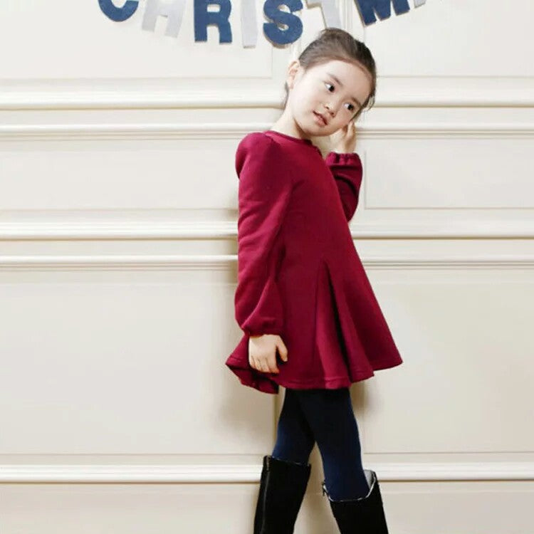 Winter Girls Dress Thicken Girls Warm Cotton A letter Dress Kids Cute Style Comfortable material big Peplum with Dress GA - TRIPLE AAA Fashion Collection