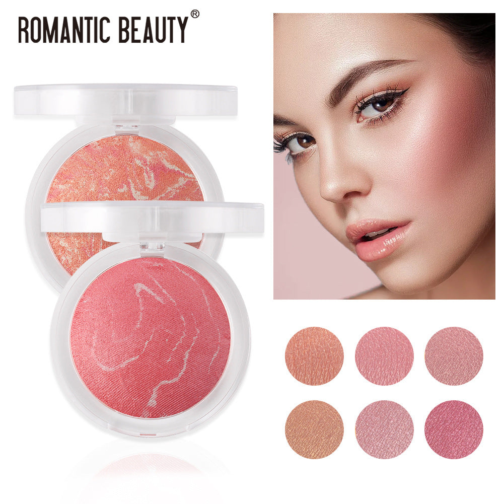 Romantic Beauty Highlighter Blush All-in-One Blush Palette Makeup Pearl Baked Powder Blush Palette